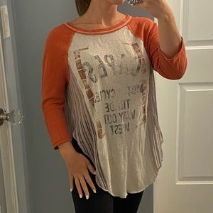 Free People Baseball Tee w/ lace cutout sides